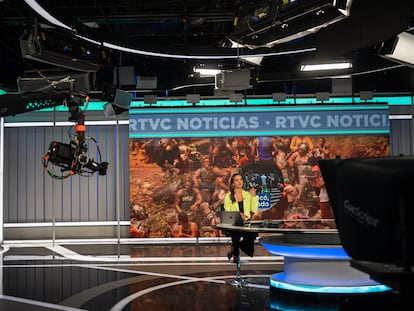 Estudio de grabación de RTVC Noticias en Bogotá (Colombia), en julio de 2023.