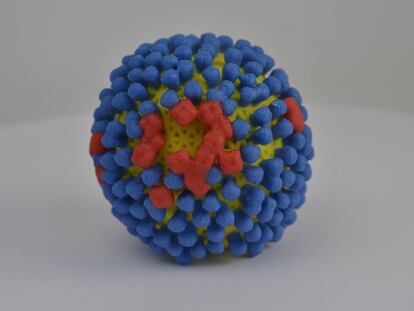 Imagen en 3D del virus de la gripe.