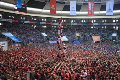 Intento del tres de nueve ‘sense folre’ en el concurso del 2016 en Tarragona.