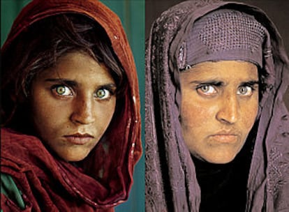 A la izquierda, Sharbat Gula, fotografiada en 1984 por Steve McCurry. A la derecha, una imagen del año pasado.