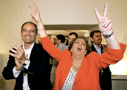 Francisco Camps y Rita Barberá celebraban el triunfo del PP en las elecciones europeas de 2009