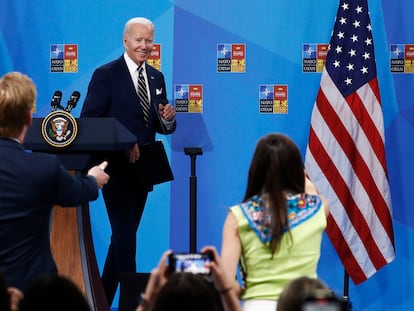 Joe Biden este jueves en la última jornada de la cumbre de la OTAN en Madrid.