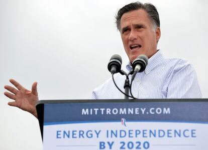 Romney, durante el acto de presentaci&oacute;n de su plan energ&eacute;tico en Nuevo M&eacute;xico.