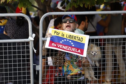 Protesta de venezolanos en el Congreso de los Diputados el pasado 10 de septiembre