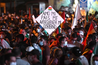 Protesta contra el Gobierno de Luis Arce, en Santa Cruz, Bolivia, este 15 de marzo.