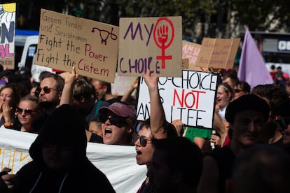 Manifestación en Colonia (Alemania) por un aborto accesible y seguro, el 16 de septiembre de 2023. 