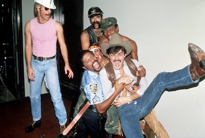 La formación original de Village People en 1979 en Nueva York.