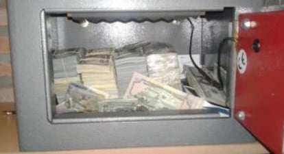 La caja fuerte de Balcedo, con medio millón de dólares en su interior.