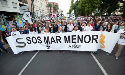 Manifestación en defensa del Mar Menor en Cartagena, el 30 de octubre.