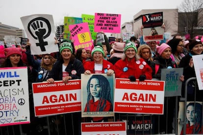 "Manifestándonos por las mujeres, otra vez", el 21 de enero en Washington.