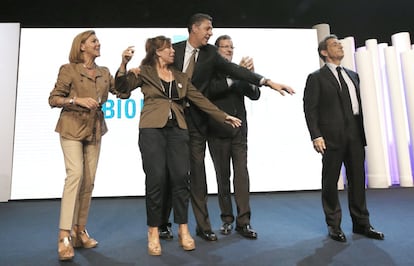 Mitin cierre de campaña del PP, con Mariano Rajoy, Nicolás Sarkozy, Albiol, Cospedal y Camacho.