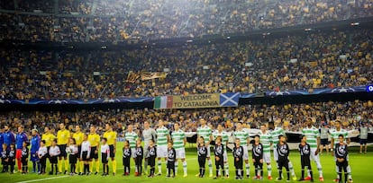 El Camp Nou se tiñió de esteladas ante el Celtic.