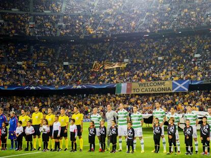 El Camp Nou se tiñió de esteladas ante el Celtic.