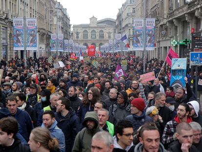 Manifestación en defensa de las pensiones, el 28 de marzo en Lille (Francia).