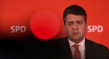 El líder del Partido Socialdemócrata Alemán (SPD), Sigmar Gabriel, el lunes en Nauen (Alemania).