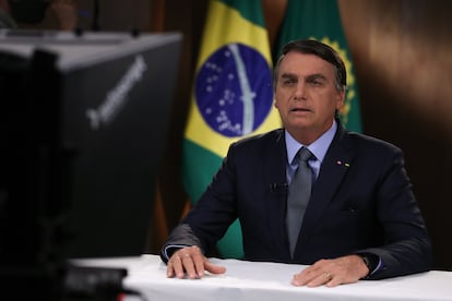 Jair Bolsonaro durante gravação de discurso para a 75ª Assembleia Geral da ONU.