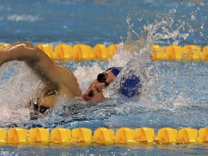 Mireia Belmonte, en la final de 800 metros estilo libre en los Mundiales de piscina corta de Doha. 