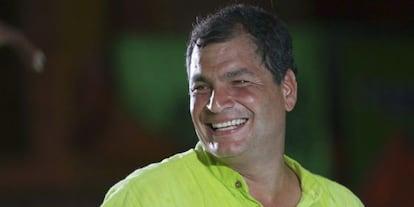 Ecuadorian President Rafael Correa at a rally in Guayaquil.