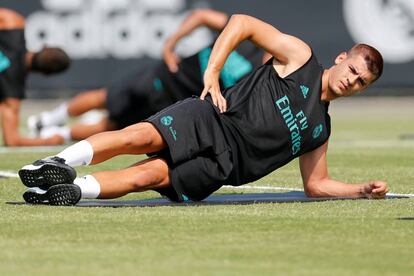 Morata, durante un entrenamiento en Los &Aacute;ngeles.