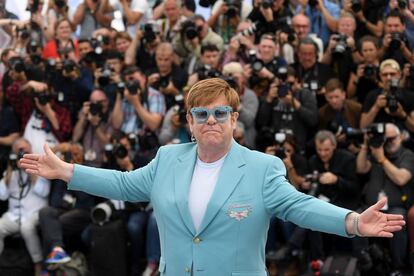 Elton John durante el photocall de 'Rocketman', en la 72ª edición del festival  de Cannes.