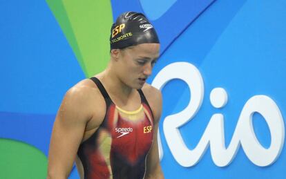 Mireia Belmonte, tras participar en la prueba de 200 metros libres.