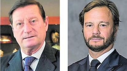 Jorge Gallardo, a la izquierda, cedió este viernes la presidencia de Almirall a su hijo Carlos.