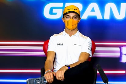 Lando Norris, durante la conferencia de prensa del pasado GP de España.