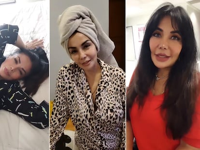 Capturas de algunos de los vídeos que Sandra Ávila Beltrán, la 'Reina del Pacífico', ha publicado en su cuenta de TikTok.