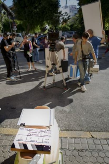 El equipo de 'Maldita venganza', durante el rodaje.