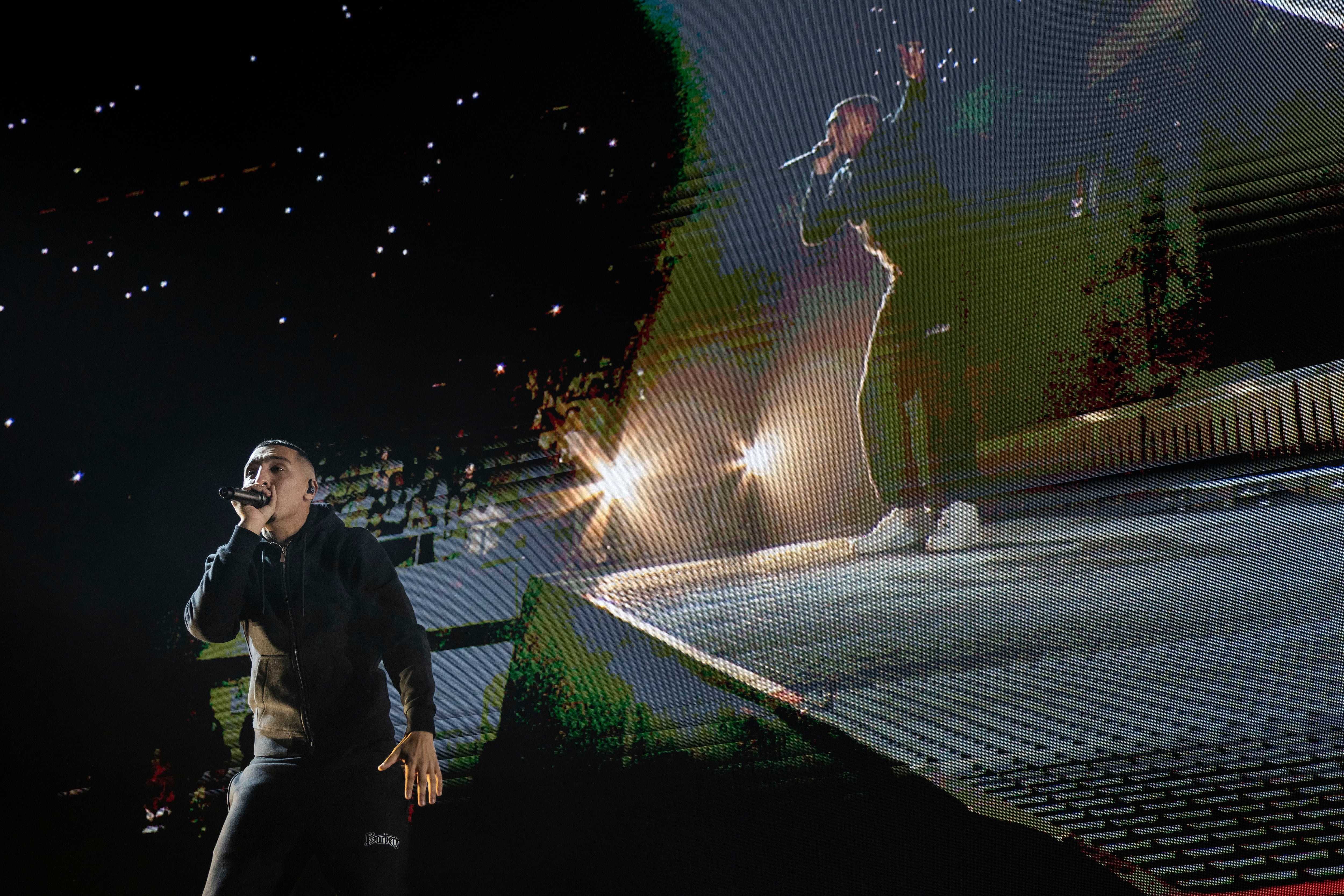 Morad, durante su concierto en el Palau Sant Jordi el 3 de enero de 2025.