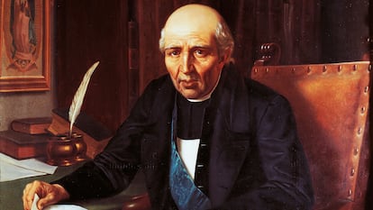 Retrato póstumo de Miguel Hidalgo realizado por Joaquín Ramírez en 1865.