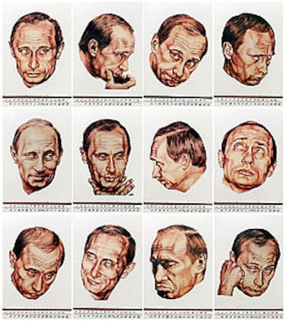 Las doce caras del presidente Vladímir Putin, correspondientes a los 12 meses del año.