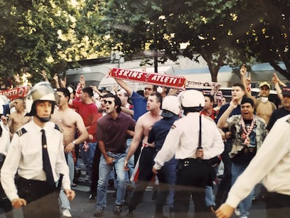 Ultras del Atlético de Madrid, en la temporada 93-94.