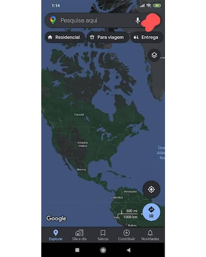 Modo oscuro en Google Maps para Android.