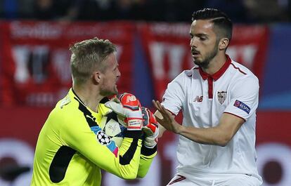 Sarabia, en el duelo de Champions ante el Leicester.