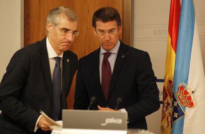 Francisco Conde y Alberto N&uacute;&ntilde;ez Feij&oacute;o, ayer en la presentaci&oacute;n del plan de competitividad industrial.