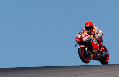 Marc Márquez durante la clasificación de MotoGP del Gran Premio de Portugal en el circuito de Portimao.