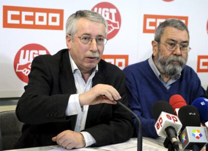 Los secretarios generales de CC OO y UGT, Ignacio Fernández Toxo y Cándido Méndez.
