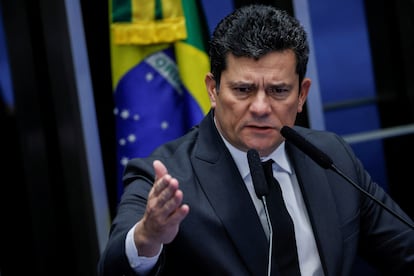 El senador brasileño Sérgio Moro, durante una sesión en el Senado, en Brasilia, este miércoles.