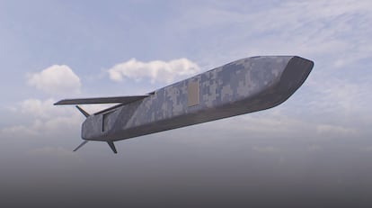 Imagen facilitada por Indra del vehículo aéreo multipropósito del sistema de armas Valero.