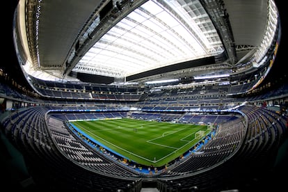 Vista general del estadio Santiago Bernabéu antes de abrir las puertas al público.