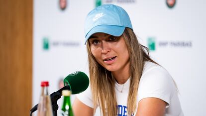 Badosa, durante la conferencia de prensa en Roland Garros.