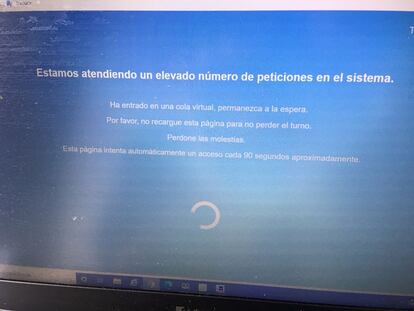 Imagen de la web municipal colapsada por los miles de visitantes que querían comprar bonos.