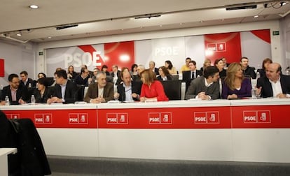 La direcci&oacute;n del PSOE durante la reuni&oacute;n del Comit&eacute; Federal del pasado s&aacute;bado.