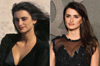 25 años separan estas dos imágenes. Penélope Cruz, sin embargo, mantiene el mismo color y longitud de pelo. Aunque la actriz apostó por el bob durante una temporada, siempre se ha caracterizado por su larga melena azabache. Penélope no se deja llevar por las tendencias pasajeras y prefiere ser fiel a su color natural.