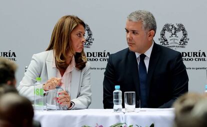 El presidente electo de Colombia, Iván Duque, y la vicepresidenta, Marta Lucía Ramírez. 