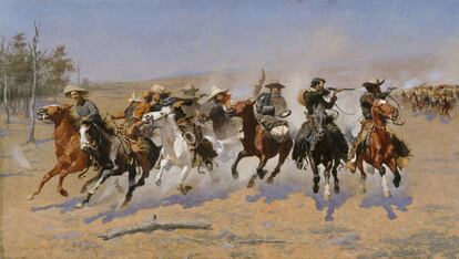 Dibuix de Frederic Remington titulat 'A Dash for the Timber' (1889).