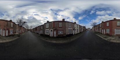 Imagen panorámica de 360º de la antigua casa del batería de los Beatles, Ringo Starr, ubicada en la calle Madryn, en Liverpool.