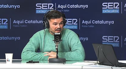 El portavoz de ERC en el Congreso de los Diputados, Gabriel Rufián, durante la entrevista en SER Cataluña en 'Aqui Catalunya'.