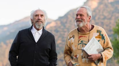 Jonathan Pryce y Terry Gilliam, en el rodaje.